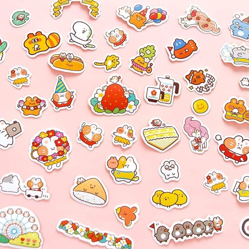 Sticker32 Set 40 miếng sticker thỏ mập