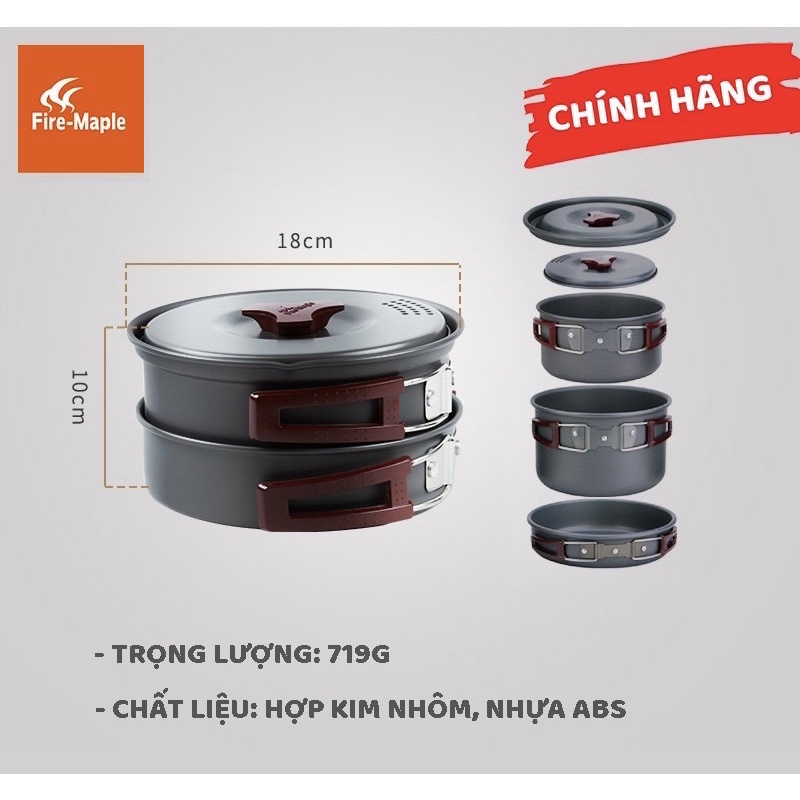 Bộ nồi Fire Maple FMC- 202 Gọn Nhẹ Cho 2-3 người