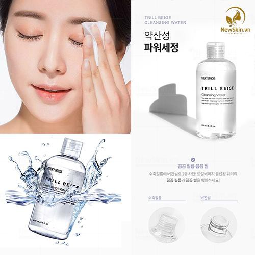 Nước tẩy trang dành cho Mặt, Mắt, Môi Milky Dress Trill Veige Cleansing Water