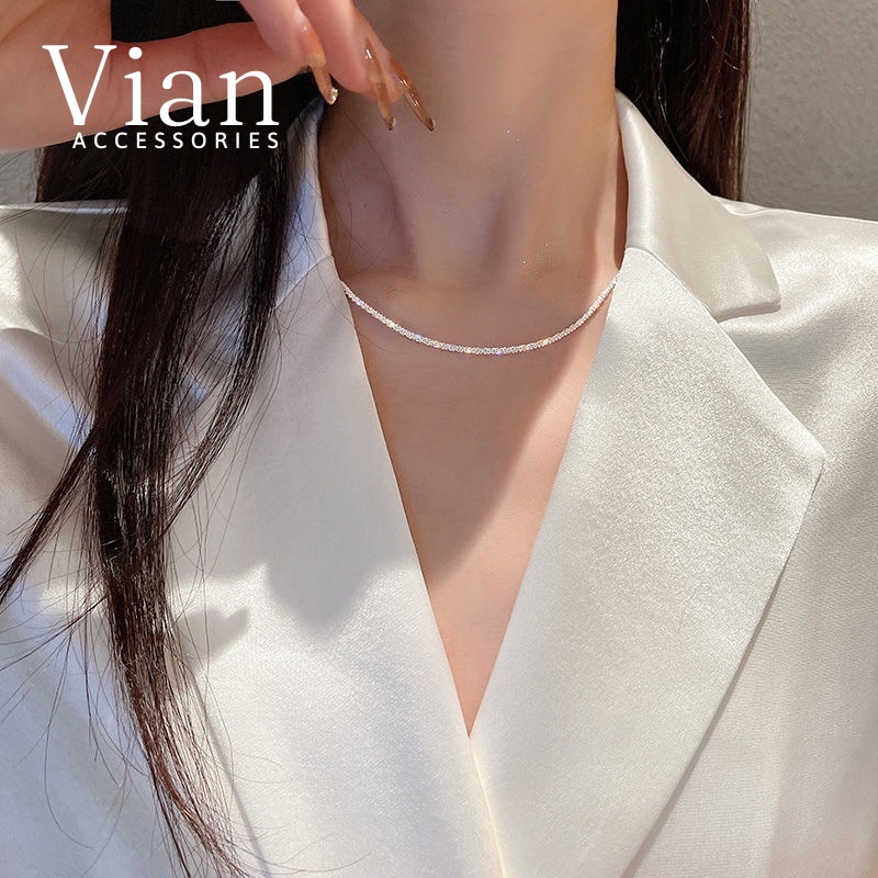 Vòng Cổ - Dây Chuyền Bạc Nữ Cao Cấp Dc2 Vian Accessories Oralie Kiểu Dáng Basic Sáng Đẹp Tôn Da Sang Trọng