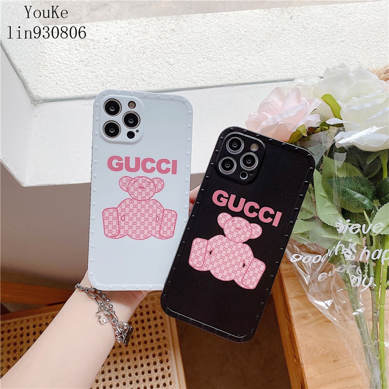 Ốp Điện Thoại Họa Tiết Gucci Màu Hồng Cho Iphone 12 12 Pro Max 11 Se2 Ix Xs Xr