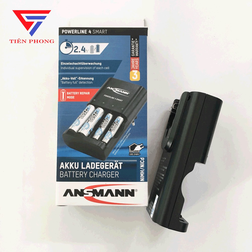 Máy Sạc Ansmann Powerline 4 Smart - Sạc 4 pin tiểu đũa Hàng Chính Hãng