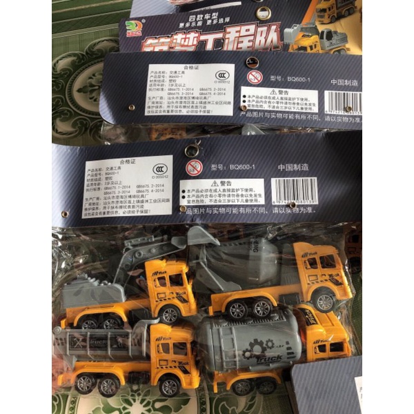 Túi 4 xe công trường , chạy đà cót cho bé