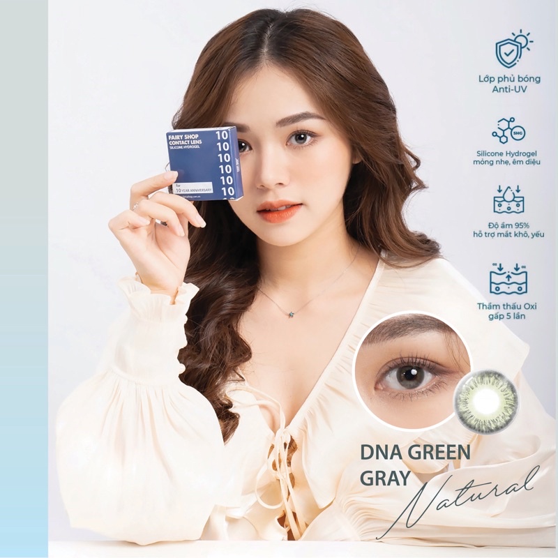 DNA TAYLOR GREEN GRAY Natural 14.0mm - Kính Áp Tròng FAIRY SHOP CONTACT LENS Độ 0 đến 6