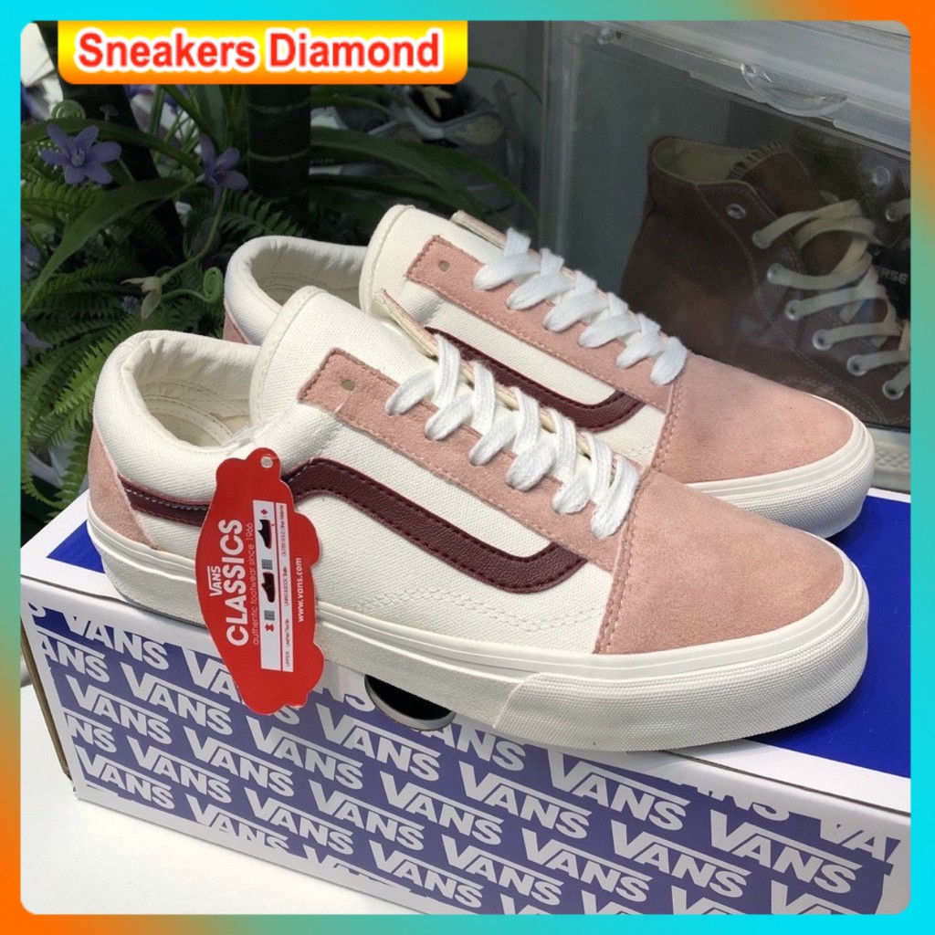 Giày thể thao và sneakers vans trắng viền hồng 1/1
