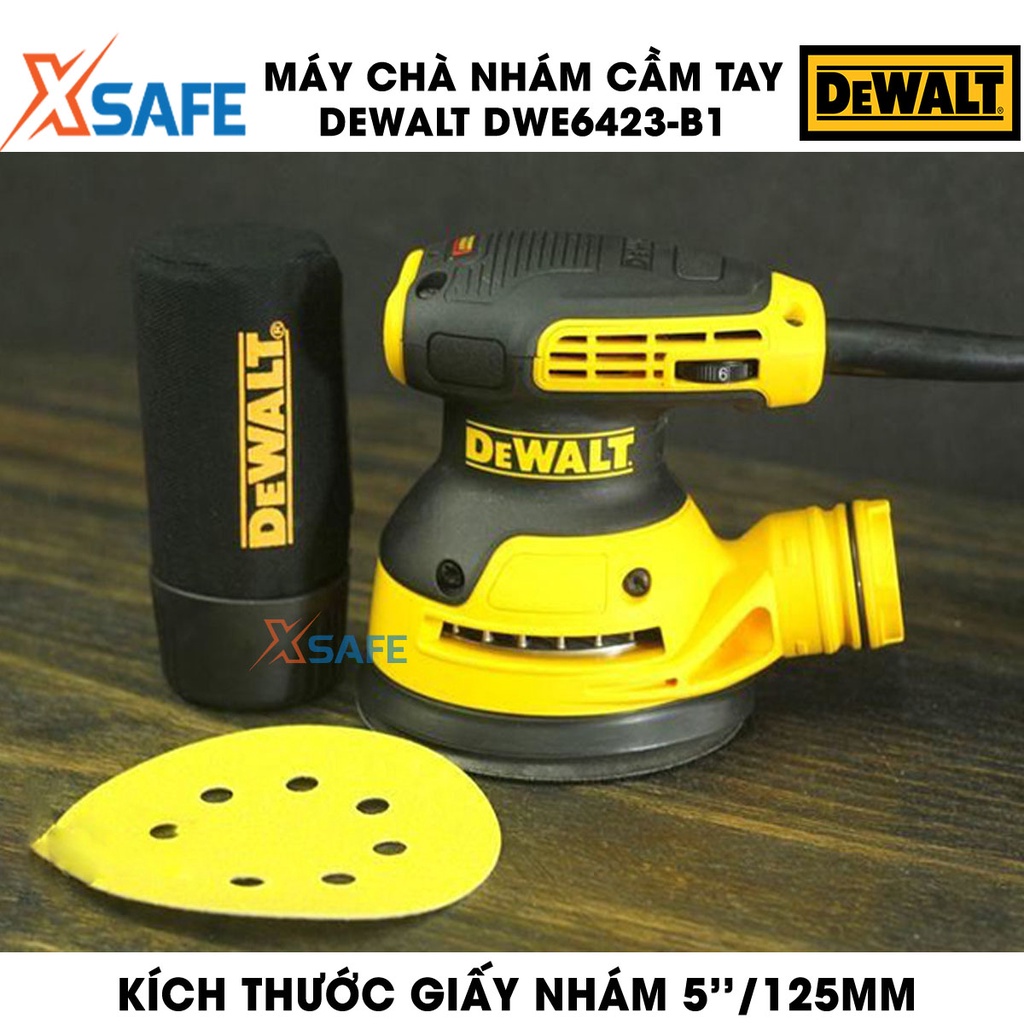 Máy chà nhám kèm đế chà, túi chứa bụi Máy chà nhám cầm tay DeWalt đa cấp tốc độ cơ chế tự động hút bụi, vỏ máy cách điện