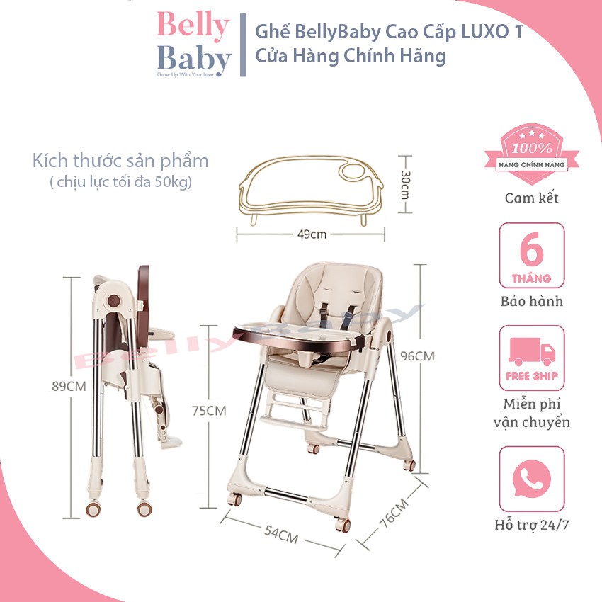 Ghế Ăn Dặm Bellybaby Lux01 Phiên Bản Nâng Cấp 2021, Ngả Lưng 140 Độ, Bàn Ăn Rộng, Có Bánh Xe