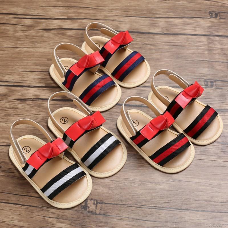 My Baby  Giày sandal tập đi đế mềm chống trượt đính nơ cho bé gái