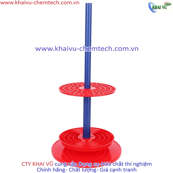 Giá nhựa để pipet pipette tròn đứng 94 LỖ cao cấp màu đỏ