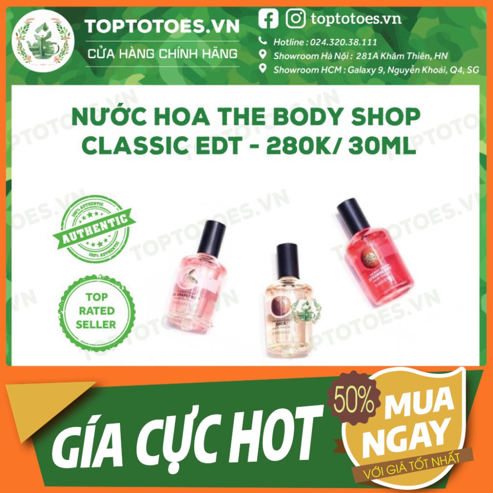 HOT HOT Nước hoa The Body Shop Classic EDT - Strawberry/ Shea butter/ Grapefruit/ Satsuma/ Moringa/ Vanilla/ Coconut HOT