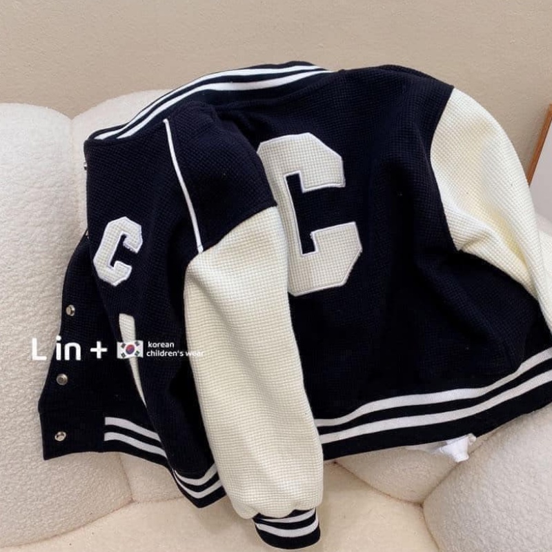 Áo khoác bomber tổ ong chữ C 2 màu thu đông cho bé JIMADO