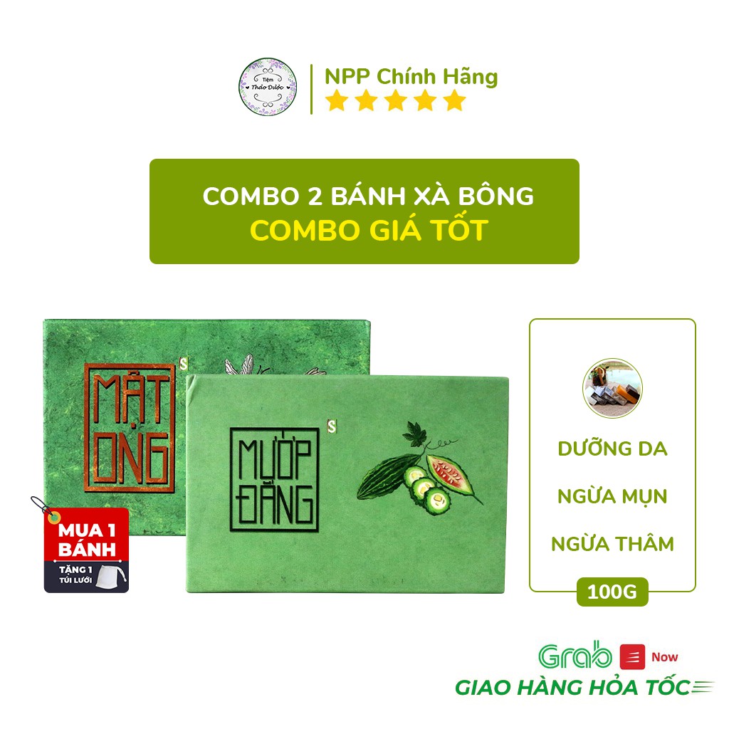 Combo 2 bánh Xà Bông 100% thiên nhiên hỗ trợ làm giảm mụn lưng, thâm, sáng da