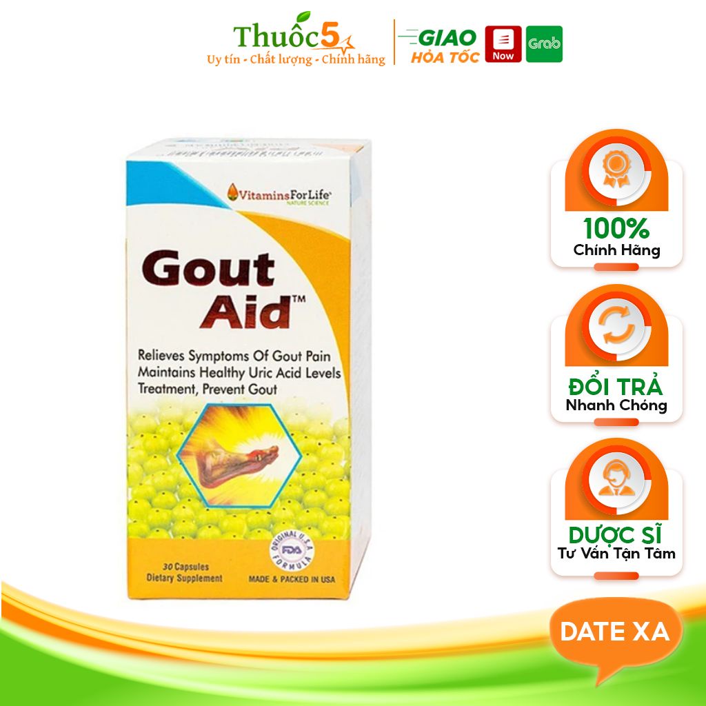 Viên Uống Gout Aid Hỗ Trợ Giảm Acid Uric Trong Máu, Ngăn Ngừa Hình Thành Các Tinh Thể Gây Đau Hộp 30 Viên