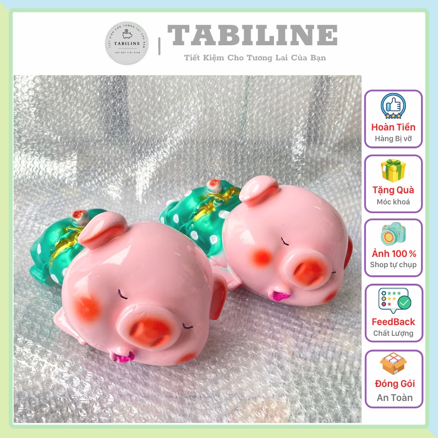 Lợn đất heo đất ống heo tiết kiệm tiền TABILINE nằm ngủ size nhỏ đáng yêu LD71