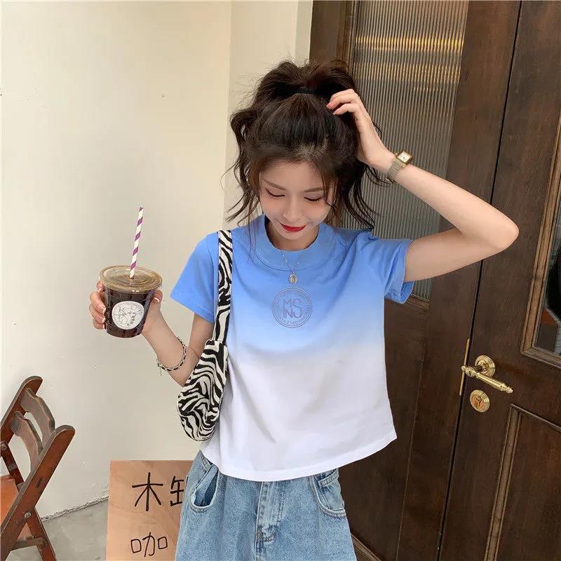 Áo Thun Nữ Ngắn Tay Màu Nhuộm Phong Cách Hàn Quốc Thời Trang Cho Áo phông Nữ TX-64