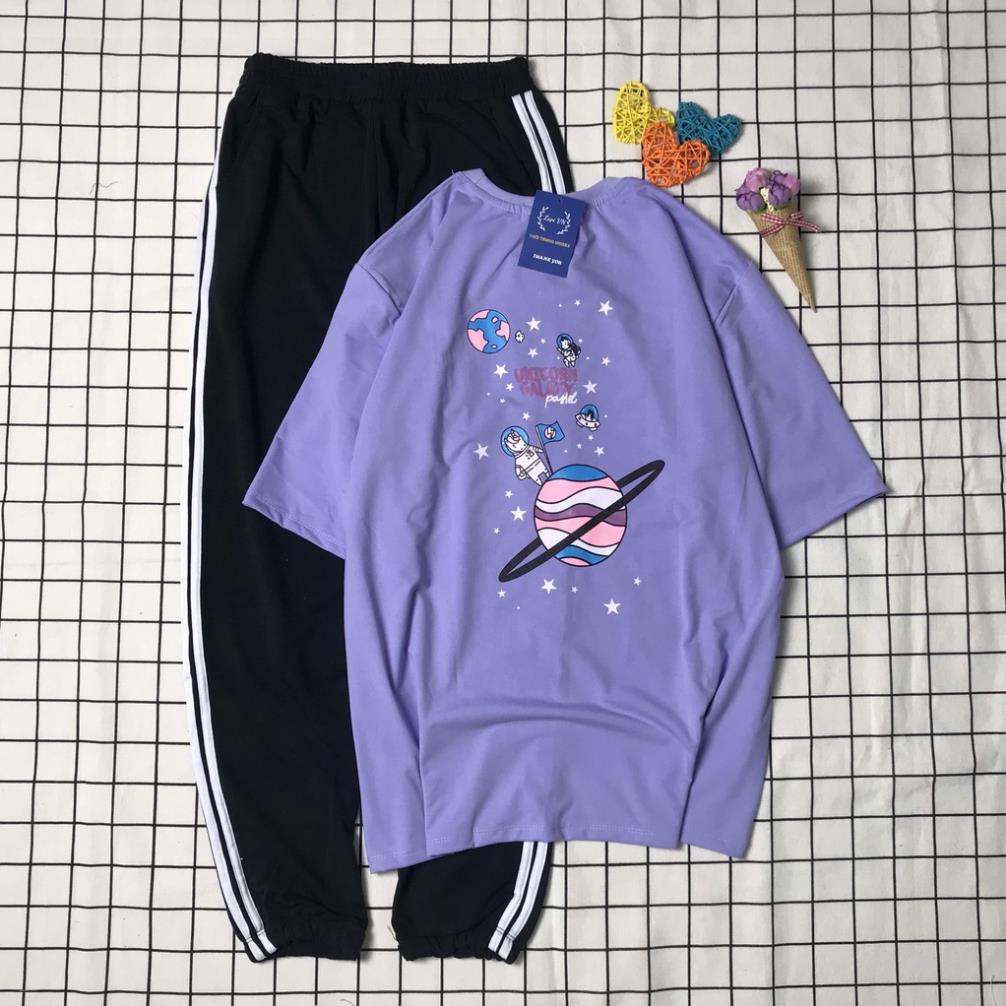 Set Đồ Bộ Quần JOGGER+ ÁO cartoon 3D Cute SD02-Lapi VN Áo+ Quần Đùi Vải Thun Cotton Thoáng Mát, Freesize