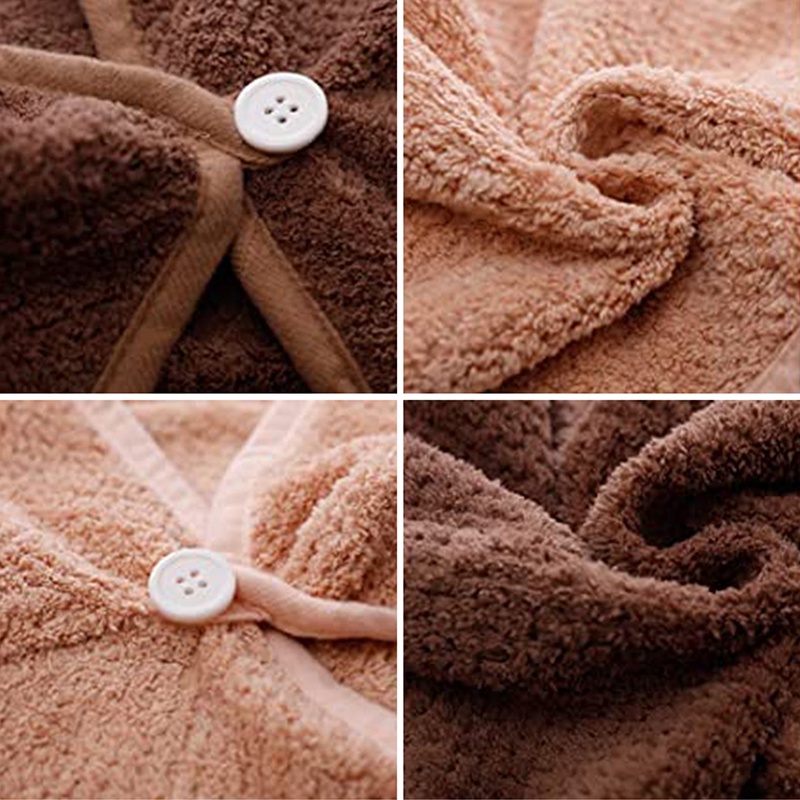 Khăn Quấn Khô Tóc Sợi Nhỏ Có Nút Cài