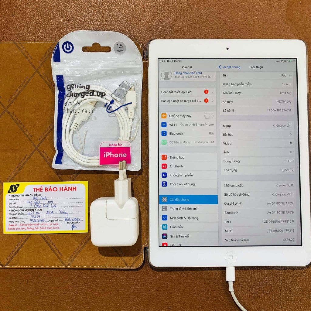 iPad Air 1 - 16Gb (Wifi + 4G) - Zin Đẹp 99% Như Mới (BH 6 tháng)