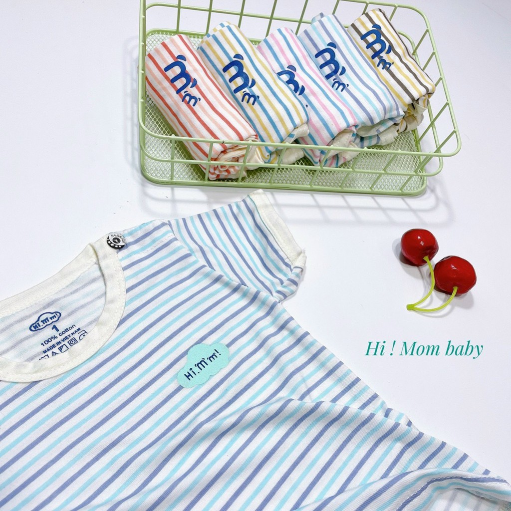 Bộ cộc tay pettit Hi! Mom Kids mã kẻ cho bé 3-13kg