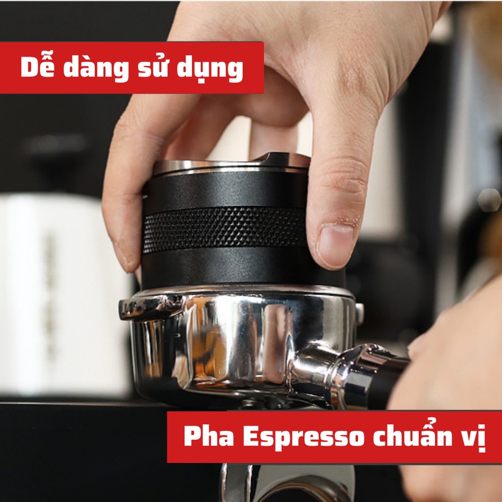 OCD tamper 58mm hai đầu gạt cà phê nén cafe inox 304 dành cho máy pha chuyên nghiệp một mặt phẳng một mặt chia ba