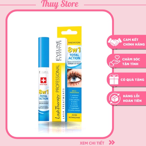 Dưỡng mi EVELINE 8in1- Dưỡng dày mi & cong mi EVELINE