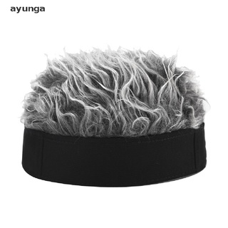 ayunga] Men Women Novelty Beanie Hat with Fake Hair Funny Short Wig Cap  Fashion [new]