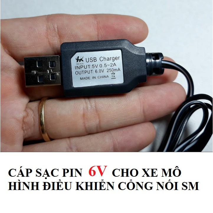 Bộ pin và cáp sạc 6v 1400mah pin ghép 2 hàng dùng cho xe mô hình điều khiển từ xa