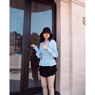 Áo sọc peplum cổ V- SP003769
