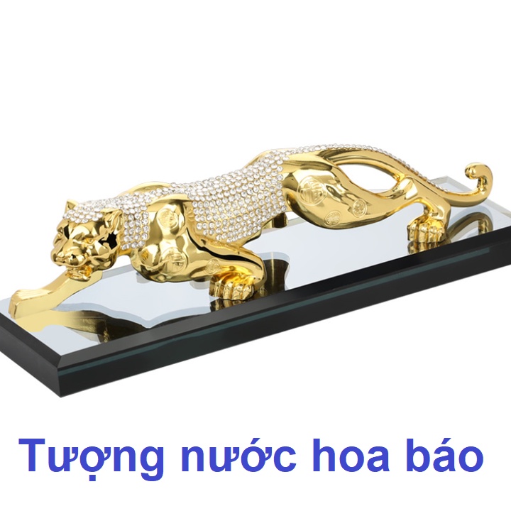 Tượng nước hoa báo đính đá trang trí taplo ô tô hay bàn làm việc