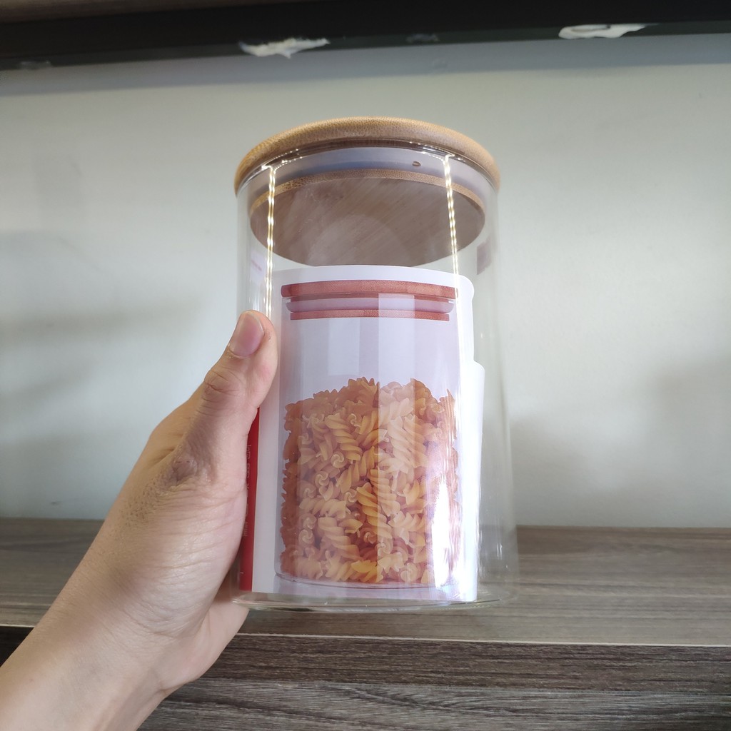 Lọ hũ thủy tinh có nắp đậy bằng gỗ, hàng nhập khẩu cao cấp | BigBuy360 - bigbuy360.vn