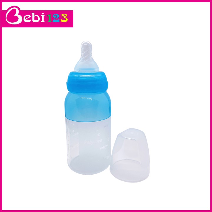 Bình sữa silicon baby love cổ chuẩn, cổ hẹp thân mềm 110ml cho bé