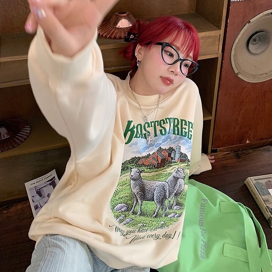 Áo Nỉ Nữ Dài Tay Cổ Tròn Thời Trang Hàn