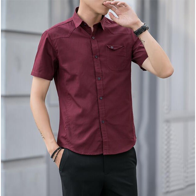 Áo Sơ Mi Nam Mới!! Áo Sơ Mi Oxford Ngắn Tay Thời Trang Cá Tính Cho Nam