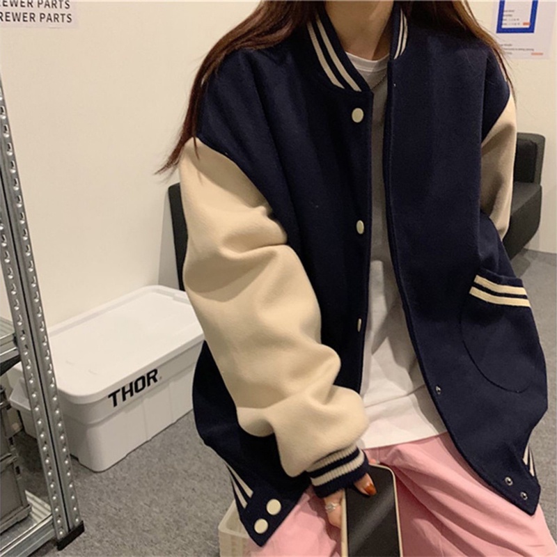 Áo khoác bomber nữ form rộng 2021, áo khoác bomber nam bóng chày chất nỉ đẹp thời trang hàn quốc unisex - Hàng mới về