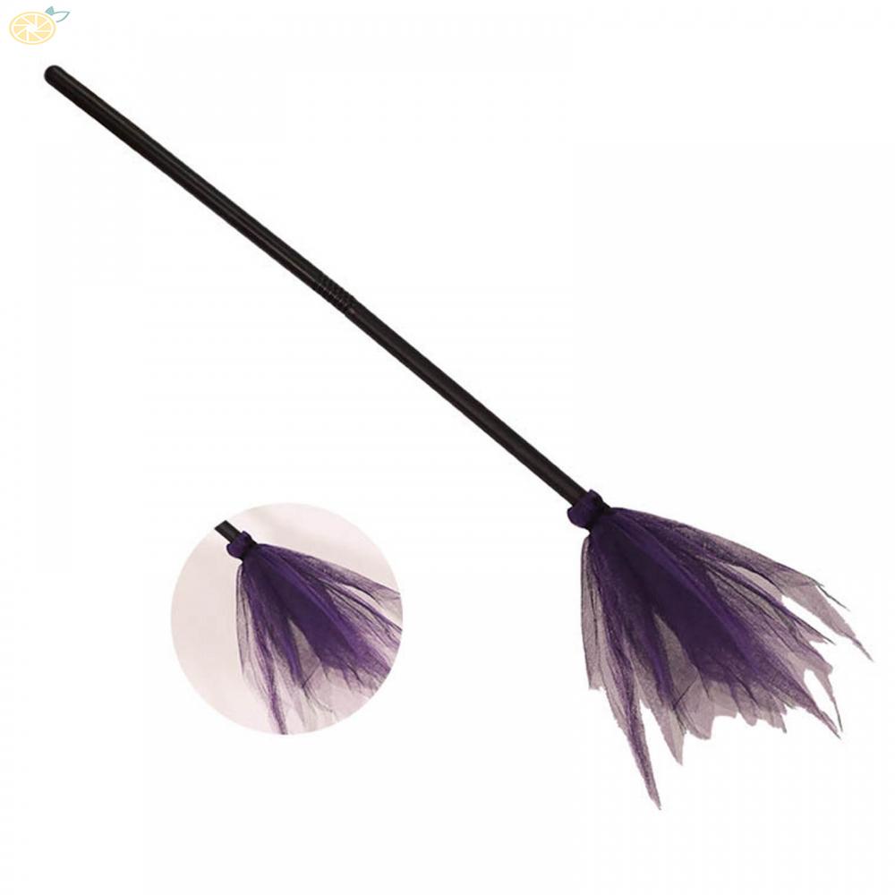 【VARSTR】Halloween Witch Plastic Broom Props Decoration Party Broom Detachable 90cm