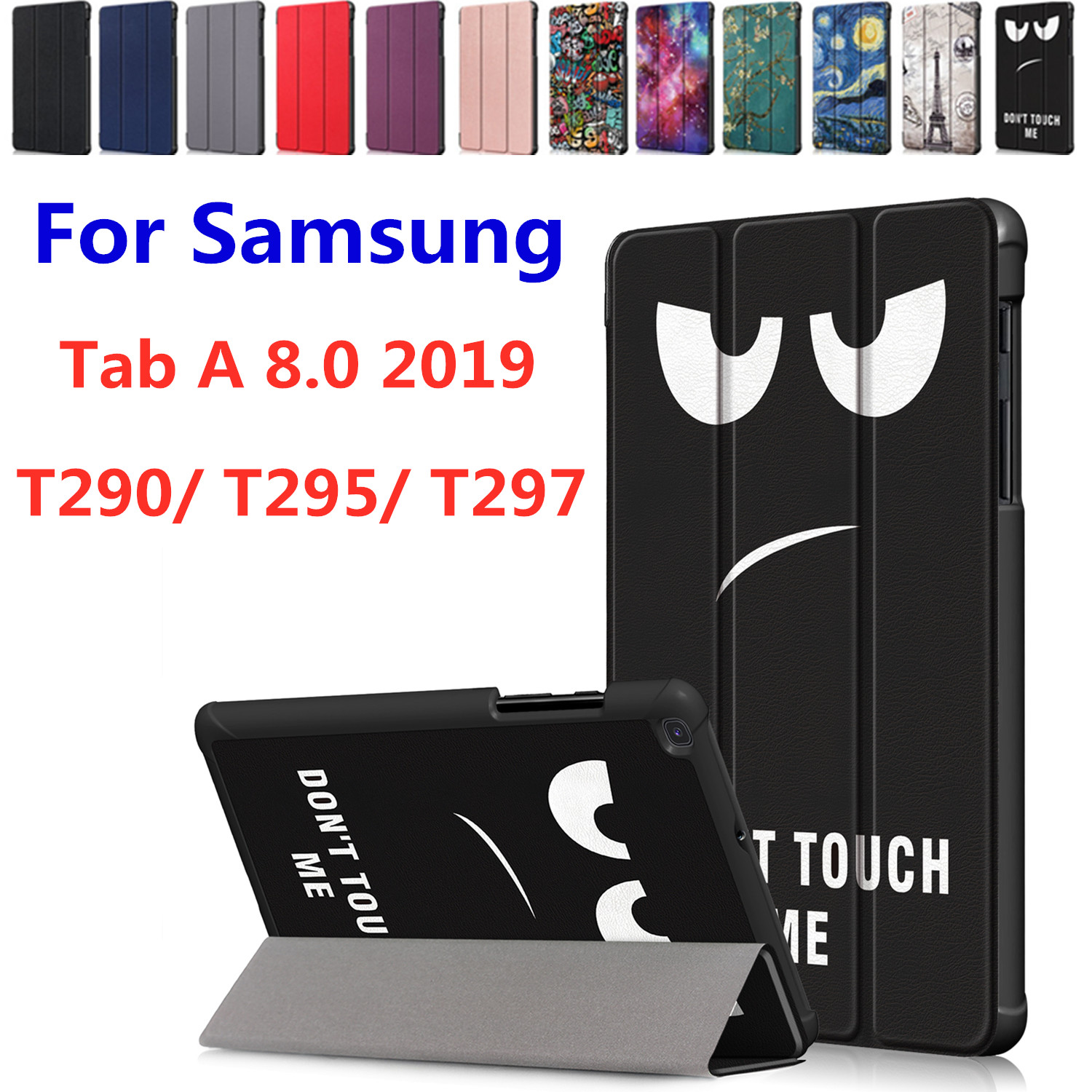 Bao da máy tính bảng nắp gập làm giá đỡ thông minh cho Samsung Galaxy Tab A 8.0 2019 T290 T295 T297