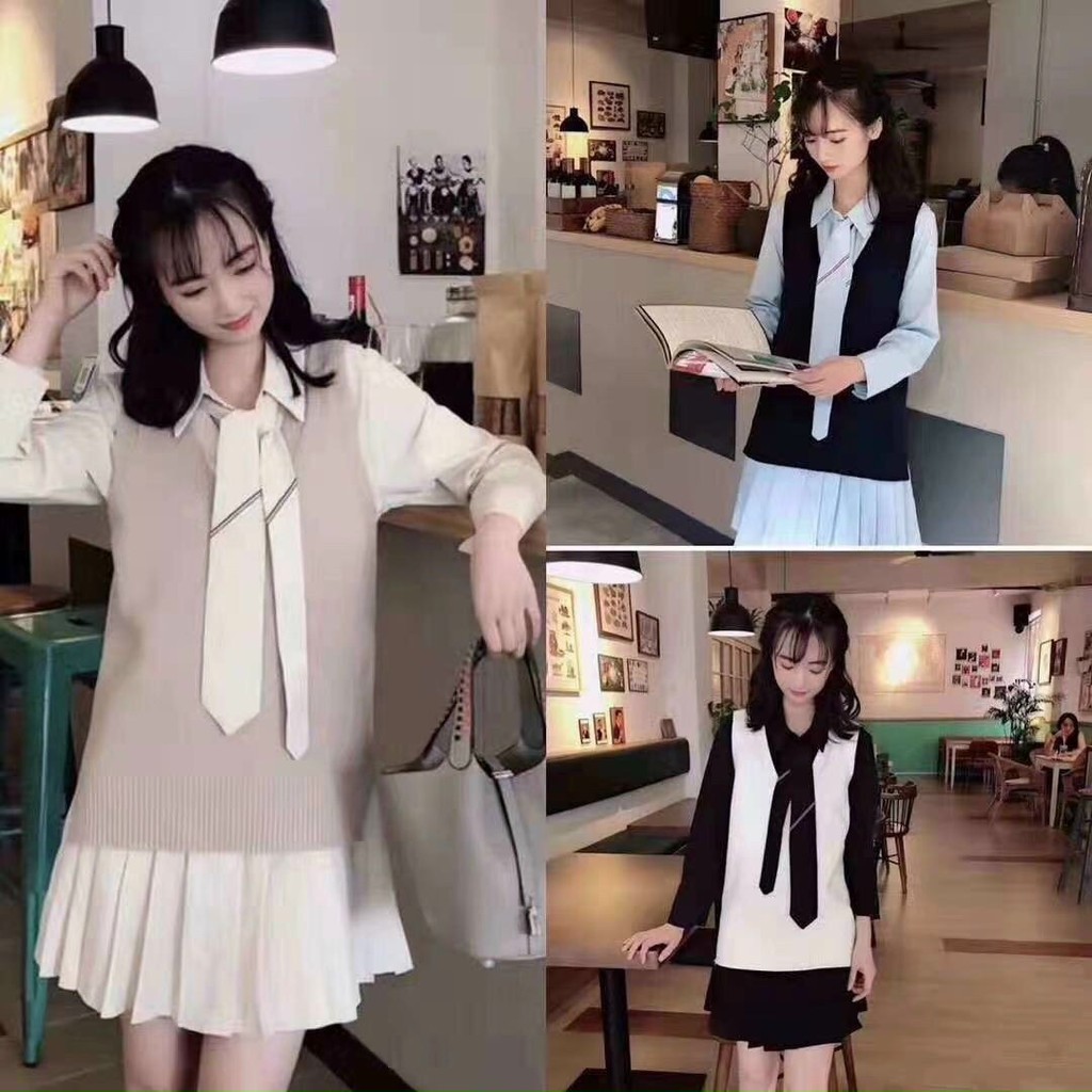 Váy len nữ sinh chân dập ly