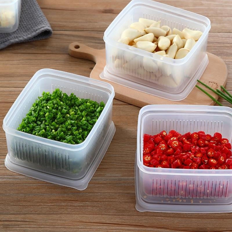 Hộp đựng rau, củ, quả 2 lớp kèm rổ đựng 1100ml Nakaya hàng nội địa Nhật Bản Aichimart