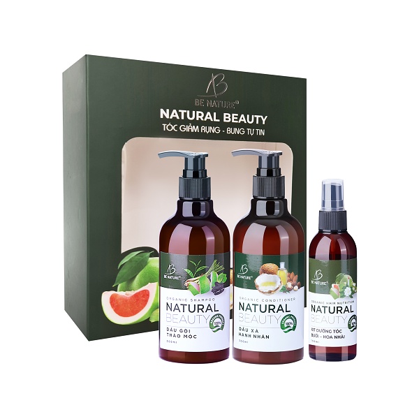 Combo gội xả xịt Be Nature Natural Beauty giảm rụng, kích mọc tóc