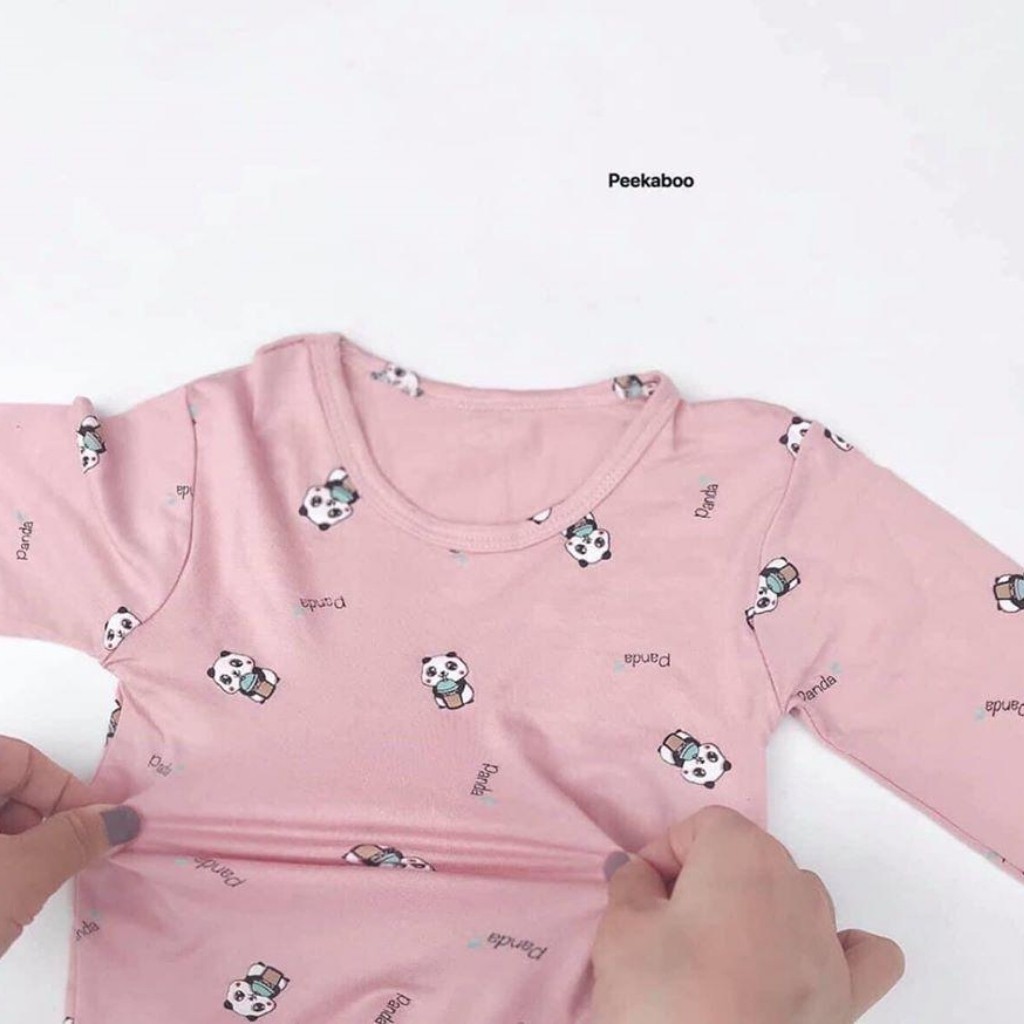 Bộ Thun Lạnh Dài Tay Cho Bé, Bộ Thu Đông Dài Tay Cho Bé Trai Bé Gái minky mom với họa tiết Gấu Panda mềm mịn dễ thương