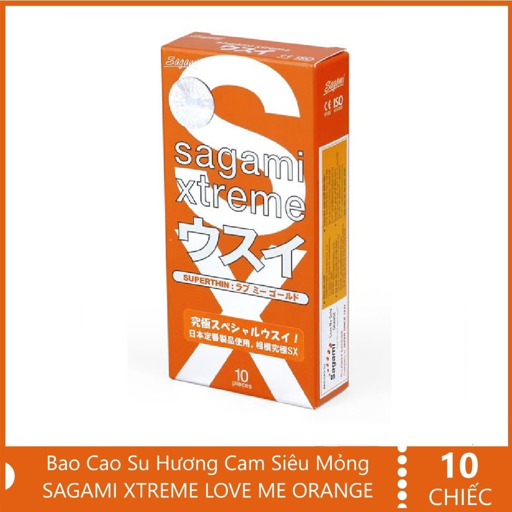Bao Cao Su Siêu mỏng ôm sát Sagami Xtreme Orange - hộp 10 bao - bcs Nhật Bản Chính hãng - Cam kết che tên