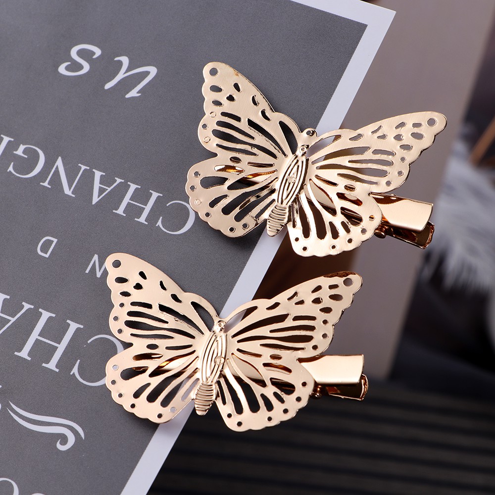 Kẹp tóc kim loại hình bướm kiểu cổ điển cho bạn nữ