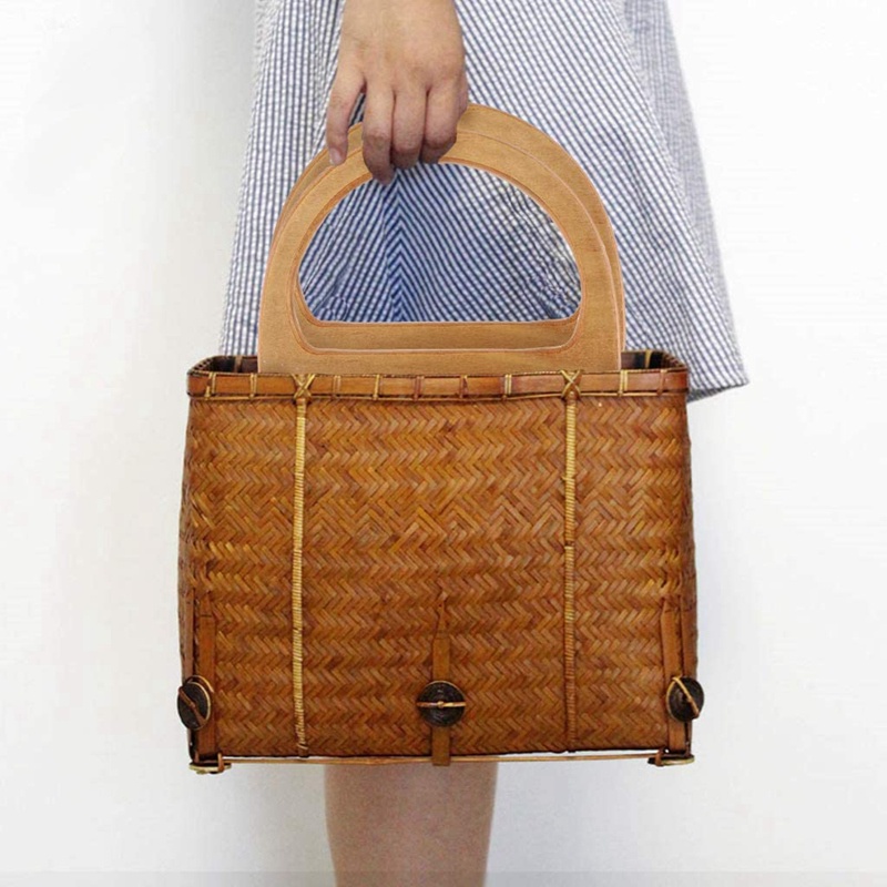 Bộ 4 Tay Cầm Bằng Gỗ Hình Chữ D Dùng Để Làm Ví Cầm Tay DIY