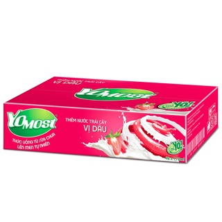 Thùng 48 Hộp Sữa Chua Lên Men Tự Nhiên Yomost Vị Dâu - 170ml ( giá bán trừ KM )