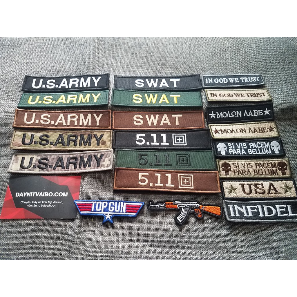 Miếng patch dán logo vải thêu US army Swat 511  trang trí balo 511, balo quần áo nón có mặt bông hoặc may vào