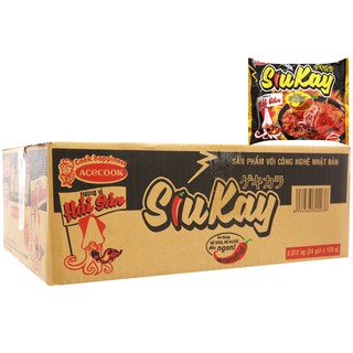 Thùng 24 gói mì cay 7 cấp độ acecook siukay vị bò, hải sản gói 128g