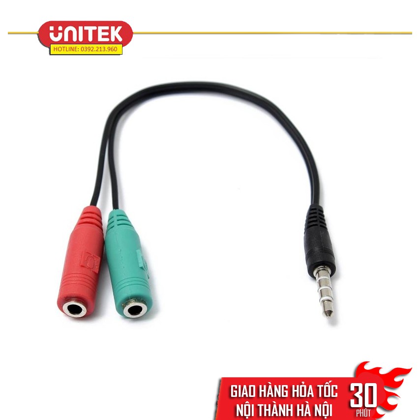 Cáp chia Audio 3.5mm ra mic và loa (xanh đỏ)