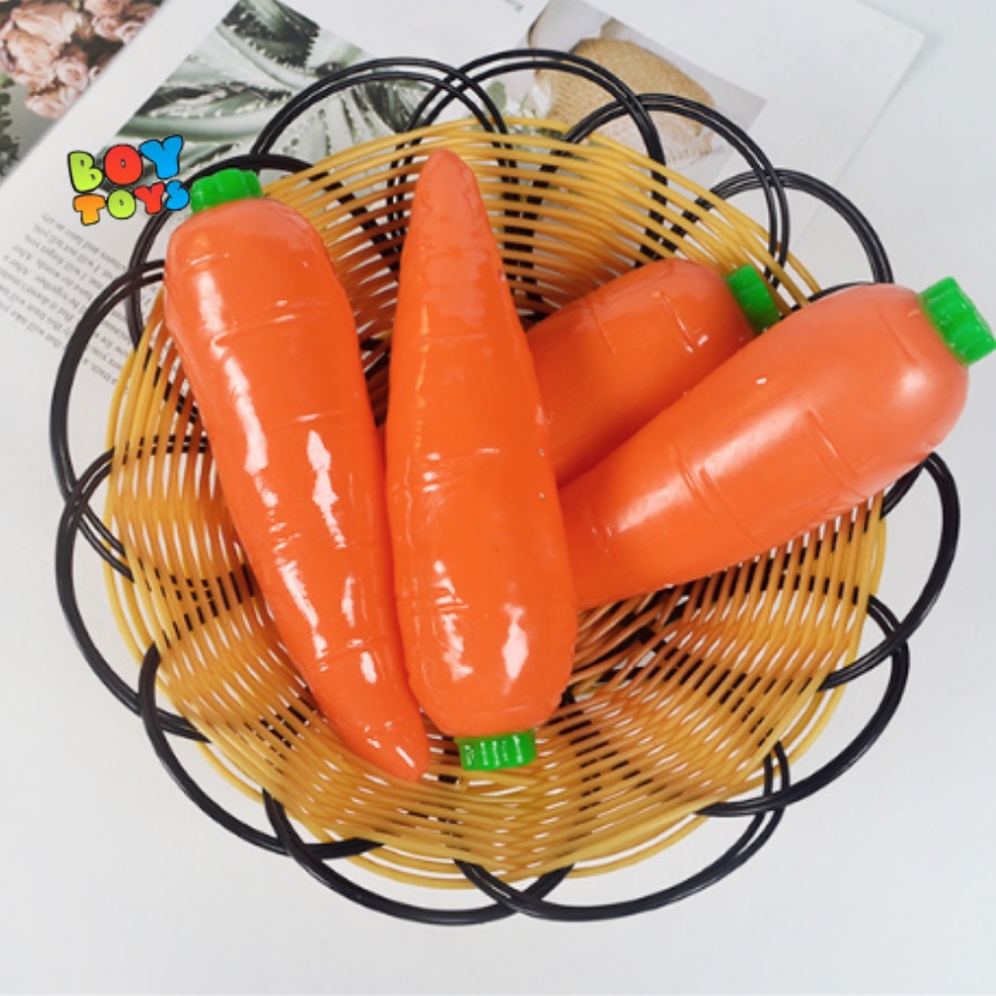 Đồ chơi mềm dẻo Squishy Mochi hình củ cà rốt dễ thương, carrot mochi xả stress giải tỏa căng thẳng