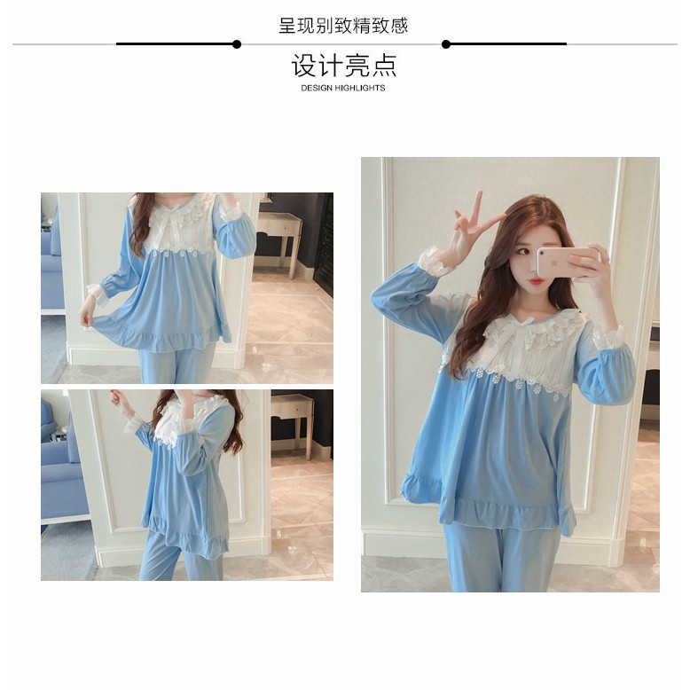 [Order] #34 Bộ ngủ tiểu thư cổ vuông ren cotton thích hợp mùa đông, xuân, thu | BigBuy360 - bigbuy360.vn