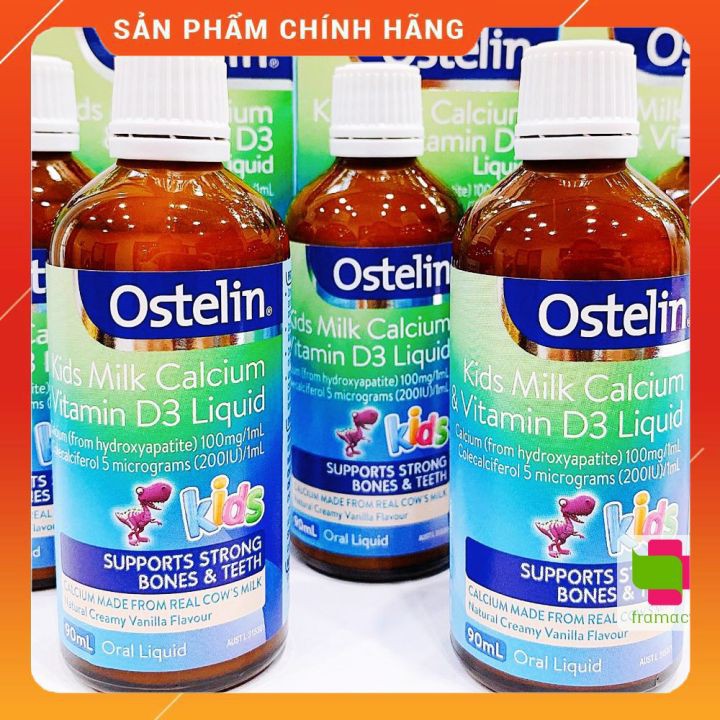 Canxi Nước Khủng Long Ostelin Kids Milk Calcium & D3 Liquid Úc (90ml) 🔥𝐍𝐄𝐖🔥 Cho Trẻ Từ 7 Tháng Tuổi